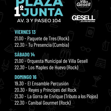 VILLA GESELL CELEBRA LA CULTURA: GRAN CARTELERA DE ESPECT&Aacute;CULOS EN LA PLAZA PRIMERA JUNTA